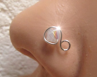 Swarovski Nose Ring - Nose Ring 22 Gauge- Personalized Color - Silver Nose Ring - Nose Ring Fulcolors