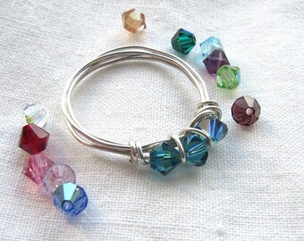 Birthstone Ring - Swarovski Crystal Kids Rings  - Girls Rings  - Children's Jewelry