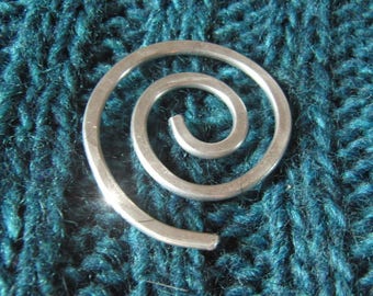Spiral, Shawl Pin, Scarf Pin, Sweater Clip, Fastener, Silver Pin, Screw, Sweater Brooch, Shrug Fastener, Women, Knitting Accessories