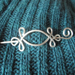 Celtic Open Eye, Shawl Pin, Scarf Pin, Sweater Clip, Silver Pin, Screw, Sweater Brooch, Shrug Fastener, Women, Knitting Accessories