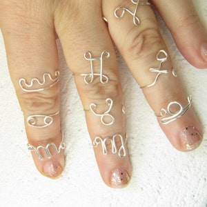 Zodiac Ring Midi Knuckle Rings, Virgo, Leo, Libra, Cancer, Taurus, Aries, Gemini, Scorpio, Sagittarius, Capricorn, Aquarius, Pisces Ring