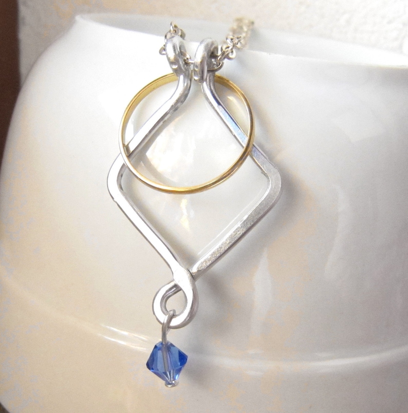 Ring Holder Necklace Swarovski Pendant personalized Etsy