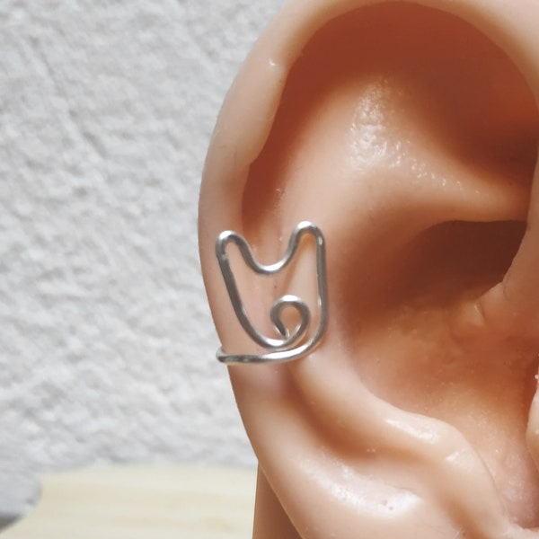 Cat Ear cuff - Mini Earcuff - No Piercing silver Ear cuff - Fake piercing - No Pierced ear cuf - Hypoallergenic - Personalized Color