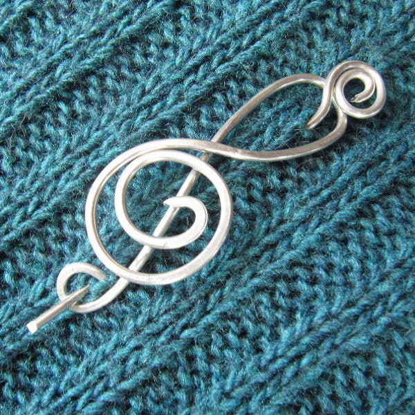 Treble Clef Sterling Silver Shawl Pin, Scarf Pin, Hair Pin, Music Gift, Musician Gift for Her , Knitter Sweater Clip,  Sweater Brooch,