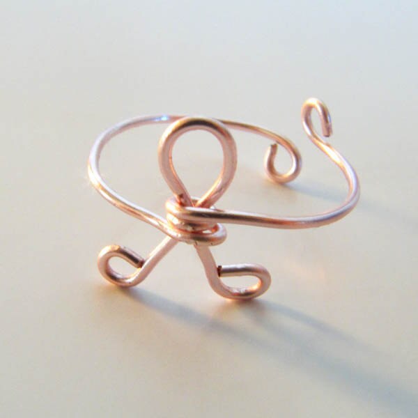 Wire Cancer Ribbon Forms Wire Ring Breast Cancer Awareness Ribbon Non-tarnish Rose Gold or ...