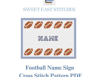 Football Name Sign Cross Stitch Pattern - Digital Download PDF