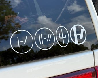 Twenty One Pilots Logos Window Decal, Laptop Sticker