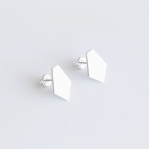 Sterling Silver Diamond Shaped Post Earrings, Gift, Silver Geometric Earrings, Everyday Earrings, Minimalist studs, Women, Small gold studs image 1