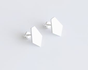 Sterling Silver Diamond Shaped Post Earrings, Gift, Silver Geometric Earrings, Everyday Earrings, Minimalist studs, Women, Small gold studs