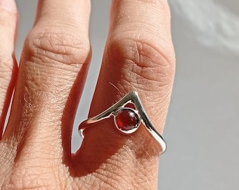 Sterling Silver Chevron Ring: Carnelian Cabochon, Handmade Greek Jewelry