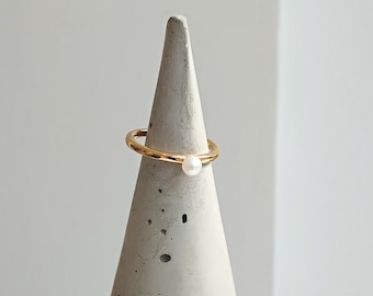 Gold Plated Sterling Silver Freshwater Pearl Ring - June Birthstone