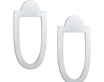 Sterling Silver Art Deco Statement Earrings: Geometric Drop Earrings