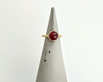Carnelian Ring: Gold Plated Sterling Silver Twisted Band