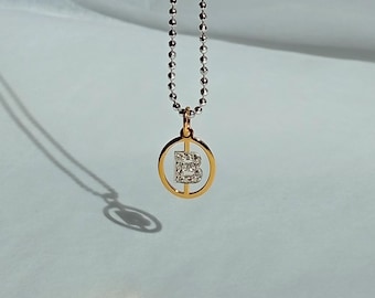 Sterling Silver Monogram Necklace – 24K Gold & Platinum Plated w/Cubic Zirconia