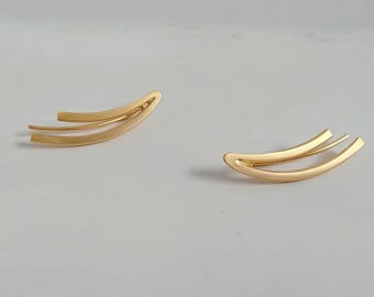 24K Gold Plated Ear Climbers: Sterling Silver Minimalist Earrings
