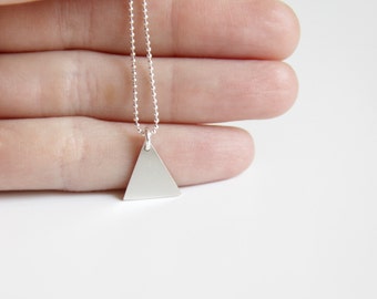 Triangle Necklace, Dainty Geometric Necklace, Gift for her, Sterling Silver Necklace with Delicate Ball Chain, Minimalist, Layering Necklace