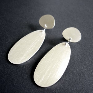 Sterling Silver Pebble Drop Earrings, Organic Shaped Earrings, Minimalist, Summer, Beach Pebble, Gift, Statement Earrings, Long Drop Earring image 3