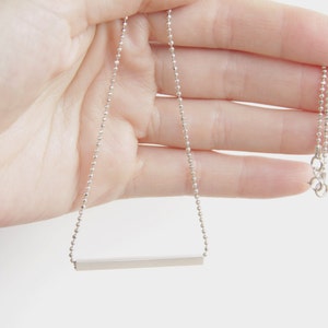 Silver Bar Necklace, Gift for her,Minimalist Line Necklace Silver Ball Chain,Dainty Necklace, Layering Silver Necklace, Square tube necklace