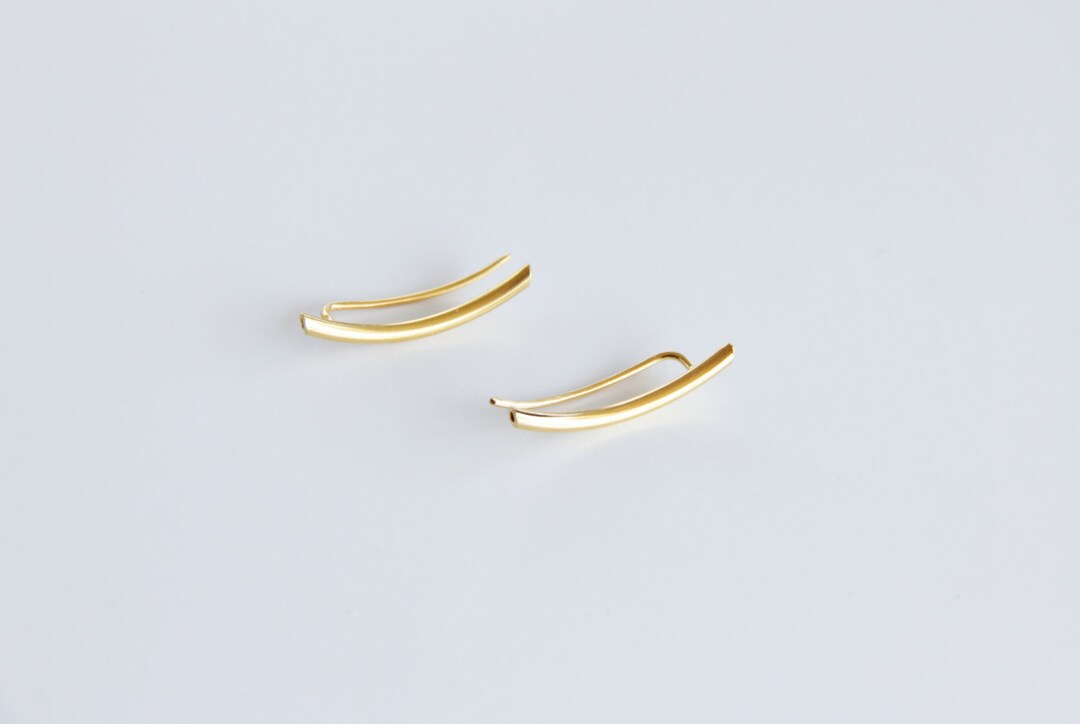 Gold Bar Ear Climbers Gift for Her Ear Cuff 24K Gold Plated - Etsy