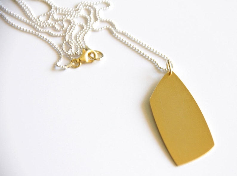 Geometric Pendant Necklace, 24K Gold Plated Sterling Silver Geometric Pendant Necklace, Abstract Shaped Necklace, Layering Necklace, Gift image 3