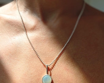 Mother of Pearl Pendant Necklace: Sterling Silver Boho Jewelry