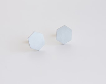 Sterling Silver Hexagon Post Earrings, Geometric Studs, Gift For Her, Silver Polygon Earrings, Women, Daily Studs, Small silver studs