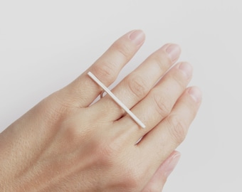 Silver Bar Ring, Gift for her, Minimalist Sterling Silver Thin Band Ring, Dainty Line Ring, Silver Round Wire Ring