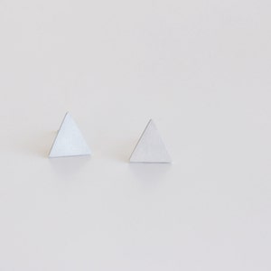 Triangle stud earrings, Gift for her, Girlfriend, Sterling Silver Geometric triangle earrings, Minimalist studs, Everyday Triangle Posts image 2