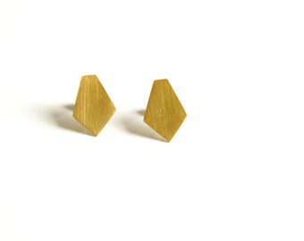 Gold Post Earrings, 24K Gold Plated Silver Diamond Shaped Post Earrings, Geometric Earrings, Everyday Earrings, Gift, Minimalist Studs