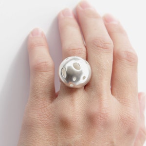 Sterling Silver Bubble Ring, Statement Ring, Gift for her, Domed Circle Ring, Geometric Cut Outs Ring, Minimalist Ring, Unique RIng, Women image 1