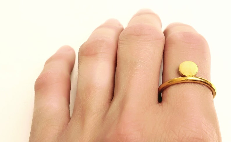2mm Thin Gold band ring, 24k Gold plated silver circle & thin band ring, Stacking ring, gift, minimalist ring, geometric ring, women image 2