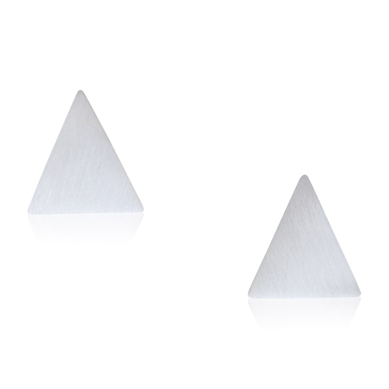 Triangle stud earrings, Gift for her, Girlfriend, Sterling Silver Geometric triangle earrings, Minimalist studs, Everyday Triangle Posts image 1