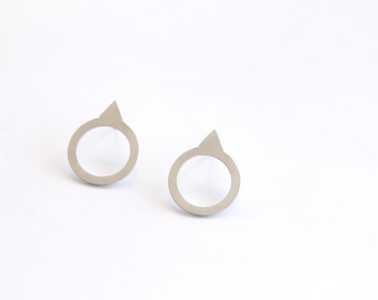 Sterling Silver Geometric Stud earrings, Triangle & Circle CutOut post earrings, Gift, Everyday studs, Minimalist earrings, Women