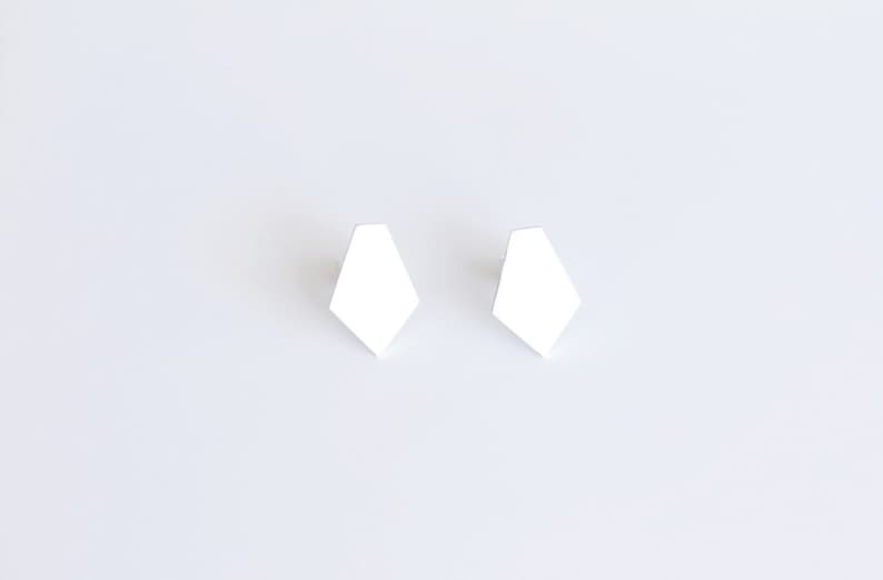 Sterling Silver Diamond Shaped Post Earrings, Gift, Silver Geometric Earrings, Everyday Earrings, Minimalist studs, Women, Small gold studs image 2