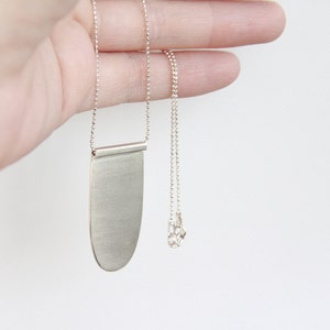 Sterling Silver Arch Pendant Necklace, Dainty Silver Chain, Layering Necklace, Gift, Silver Geometric Pendant, Oval, Secant, Women,