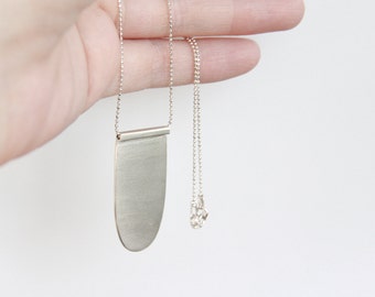 Sterling Silver Arch Pendant Necklace, Dainty Silver Chain, Layering Necklace, Gift, Silver Geometric Pendant, Oval, Secant, Women,