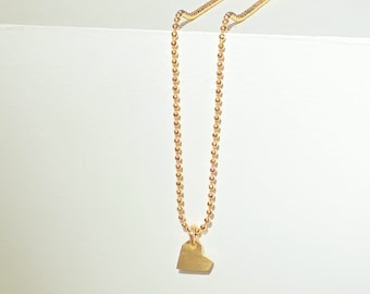 Cadeau de la Saint-Valentin, petit pendentif coeur en or, collier coeur superposition délicat, coeur géométrique, petite amie, coeur plaqué or 24K, amour