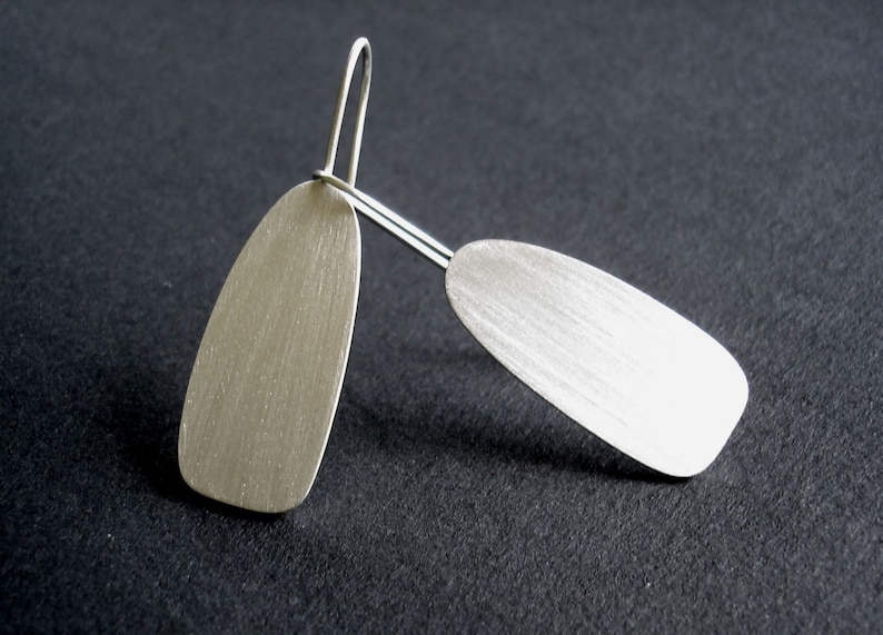 Silver dangle earrings Minimalist Silver Earrings Gift for her Paddles Geometric earrings Sterling Silver Oar earrings Gift for women