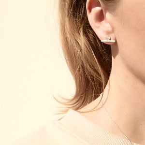 Sterling Silver Circle & Line Post Earrings, Minimalist Studs, Gift, Women, Geometric Post Earrings, Small Stud Earrings, Everyday earrings image 1