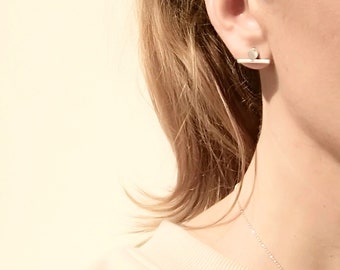 Sterling Silver Circle & Line Post Earrings, Minimalist Studs, Gift, Women, Geometric Post Earrings, Small Stud Earrings, Everyday earrings