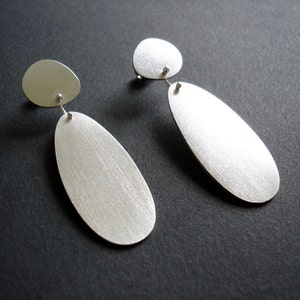 Sterling Silver Pebble Drop Earrings, Organic Shaped Earrings, Minimalist, Summer, Beach Pebble, Gift, Statement Earrings, Long Drop Earring image 4