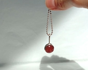 Round Carnelian Pendant Necklace: Sterling Silver Boho Jewelry