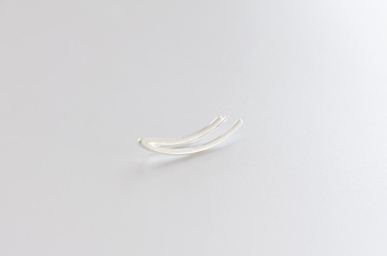 Ear climbers, ear cuff, Gift, Girlfriend, Sterling Silver Two curved Lines ear pins, Single or Pair, Minimalist Ear crawlers, Gift for women image 3