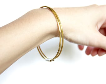 Thin Brass and Sterling Silver Bangles, Set of Two, Stackable Bangle Set, Minimalist Bangles