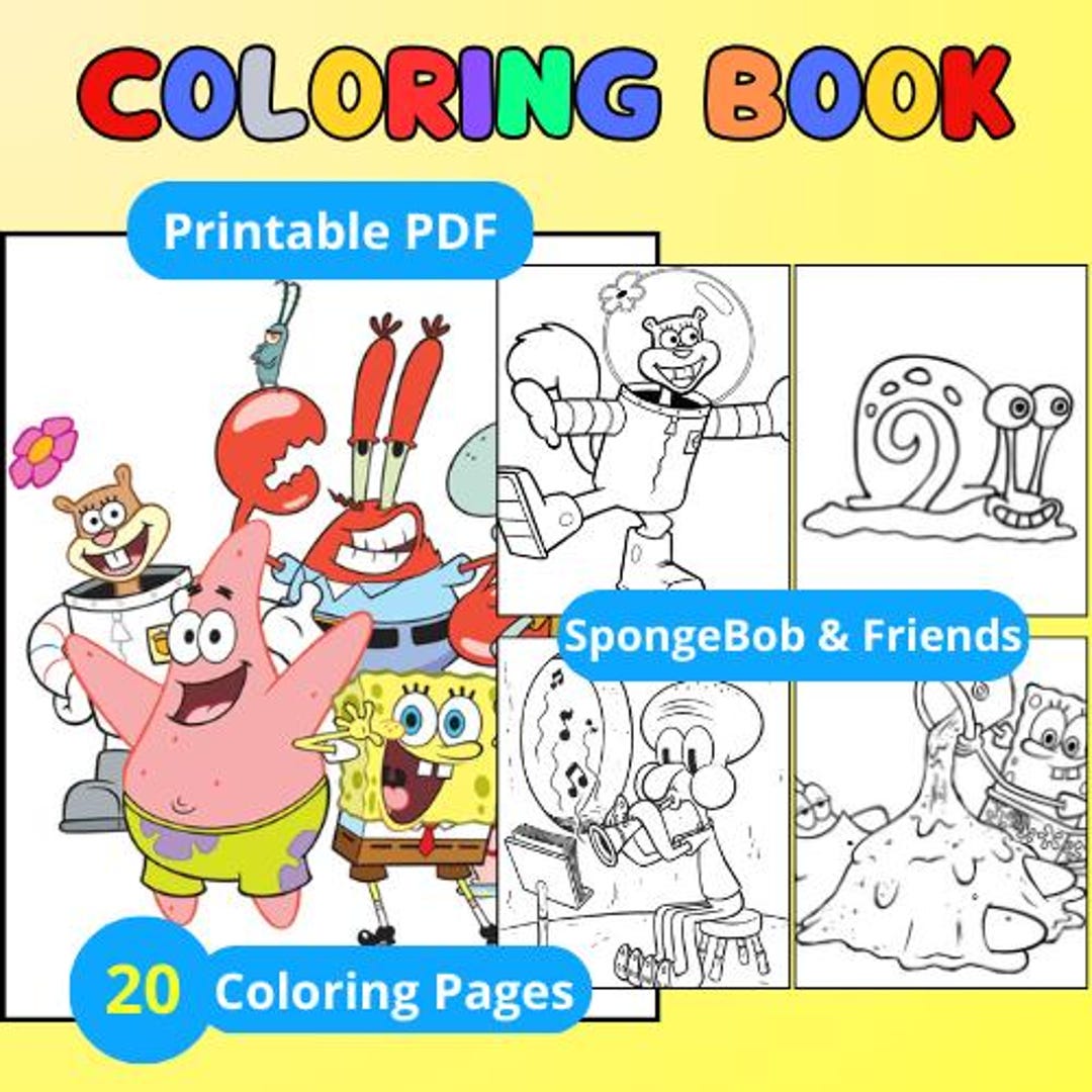 Spongebob & Friends Coloring Pages for Kids 20 Printable Pages Fun and ...