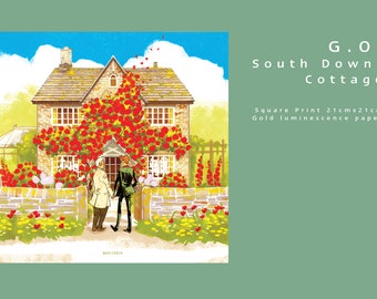 GO South Downs Cottage square print