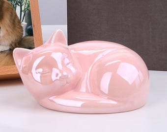 Gepersonaliseerde kattenurn voor as, zwart wit grijs aangepaste kattenurn, huisdier-urn crematie gedenkdoos, as aandenken huisdier kat crematiedoos