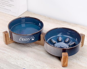 Comedero de comida lenta personalizado con forma de garra para perro, comedero de cerámica con nombre, bebedero, comedero, regalo para cachorro, regalo para mascota.