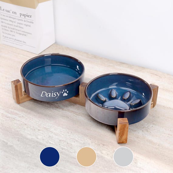 Custom Dog Claw Slow Food Bowl, Ceramic Dog Bowl with Name, Water Bowl, Dog Food Bowl, New Puppy Gift, Personal Pet Gift, Pet Bowl