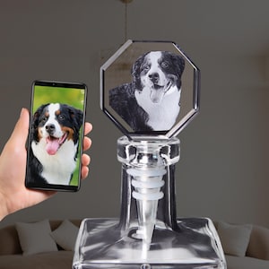 Birthday Gifts Personalized Crystal Pet Photo Wine Stoppers Custom Bottle 3D Modeling and Sculpting Stoppers Wine Gifts, Anniversary Gifts